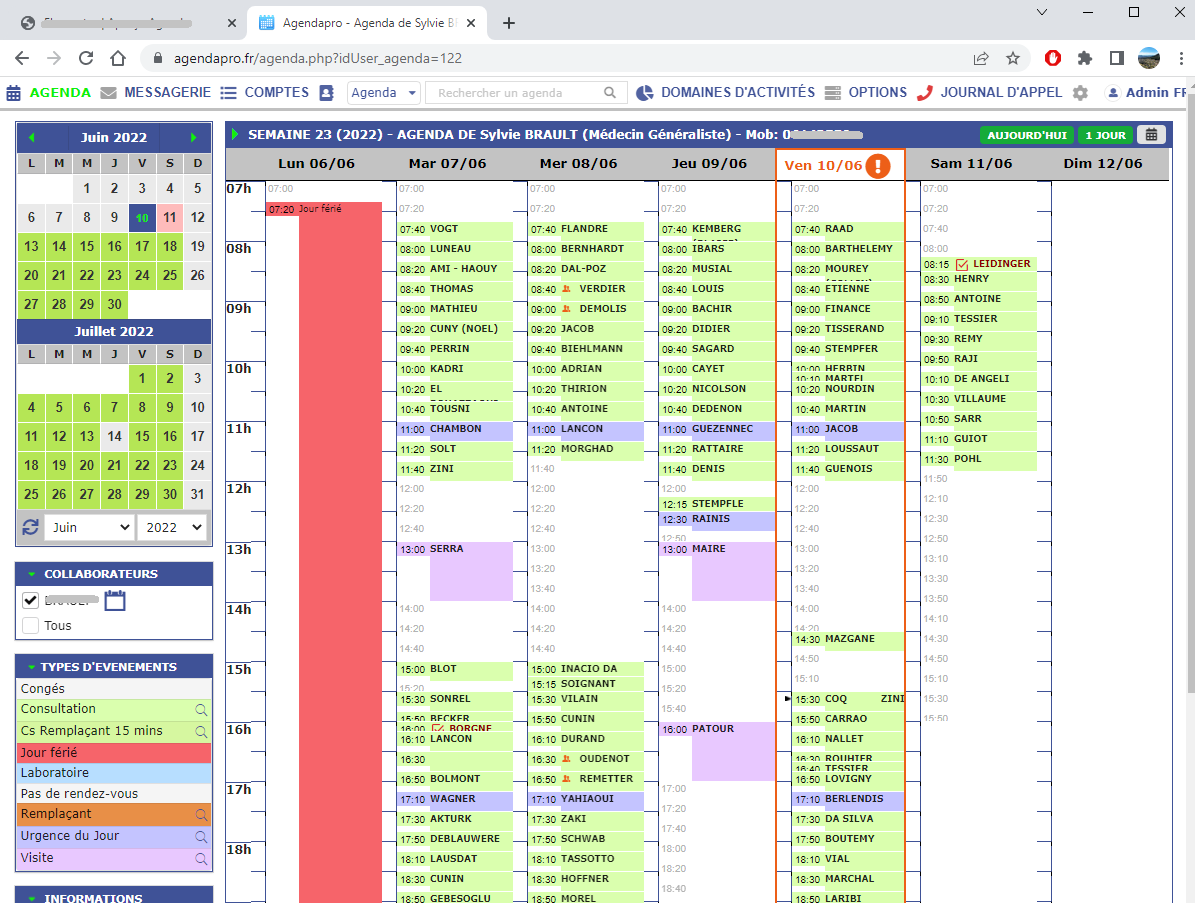 Exemple d'agenda médical numéro 3